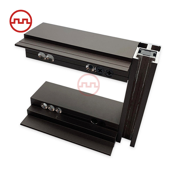 غرفة المعيشة وغرفة الطعام والمطبخ والبار خزانة عرض خشبية من الألومنيوم وخزانة نبيذ زجاجية وملف من الألومنيوم