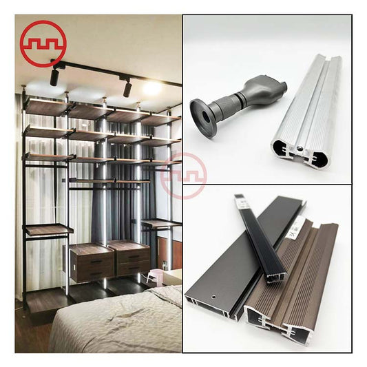 Modern Walk in Closet Aluminum Profile Material Pole Cloakroom System Profile